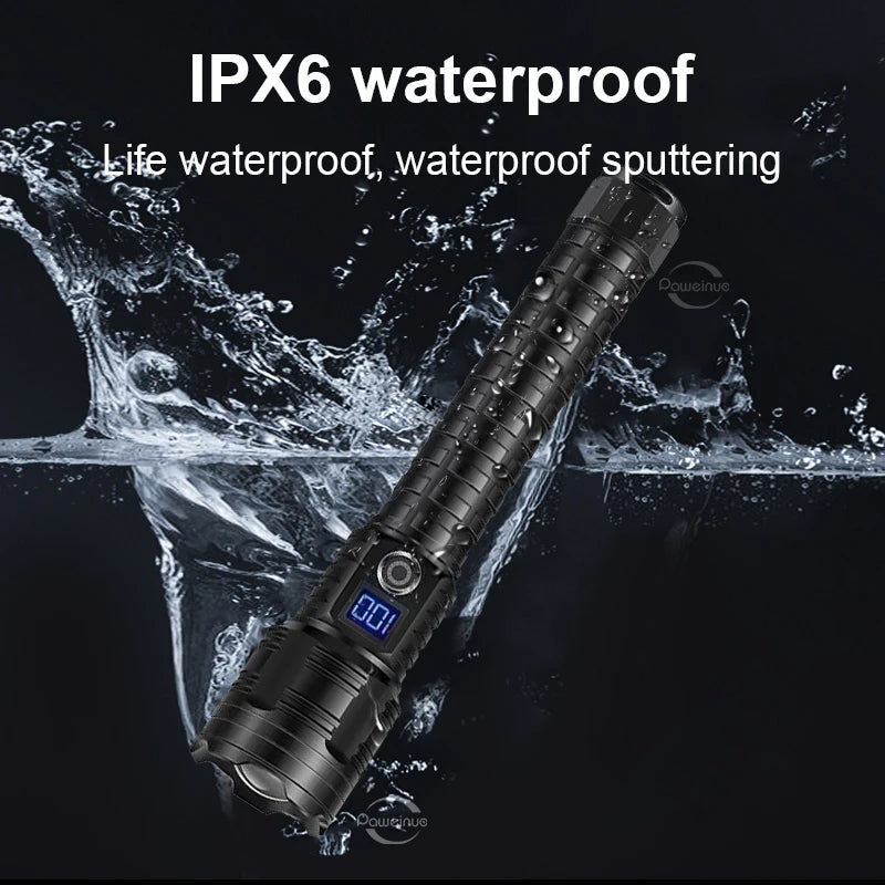 High Power LED Flashlights Type-C Rechargeable LED Torch  5000M Ultra Powerful Flashlight Outdoor Tactical Lantern