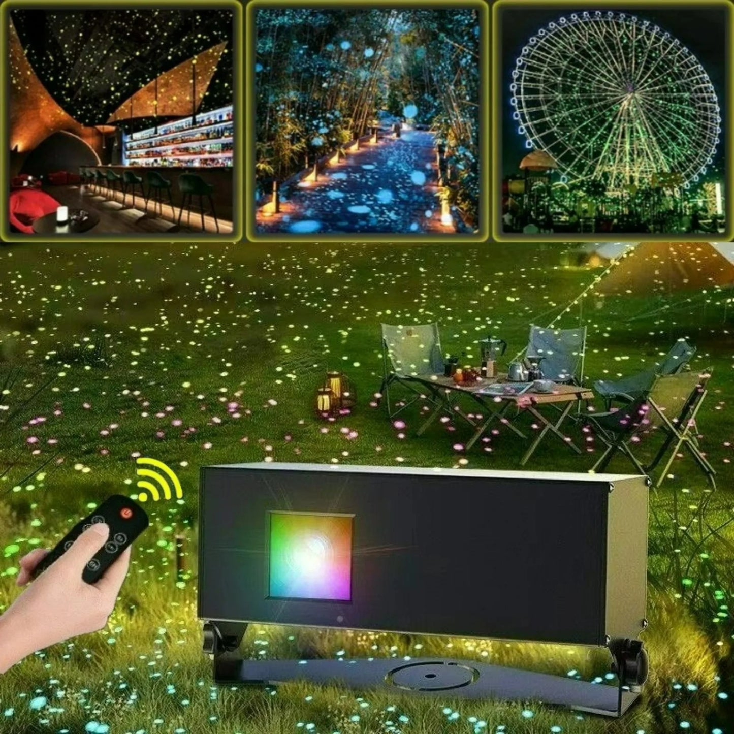 For Home Villa Dynamic Colorful Firefly Projection Lamp with Remote Control Light Adjustment Outdoor Waterproof Courtyard Lawn Garden Landscape Projector Lights System