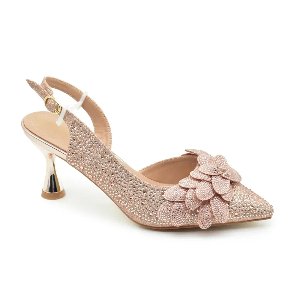 New Arrival 5 Colors Italian Women Heel Party Luxury Wedding Guest Handmade Matching Shoes and Bag Set Rhinestones Handbag Italian Design Luxury Wedding Shoes for Bride Evening Party Shoes