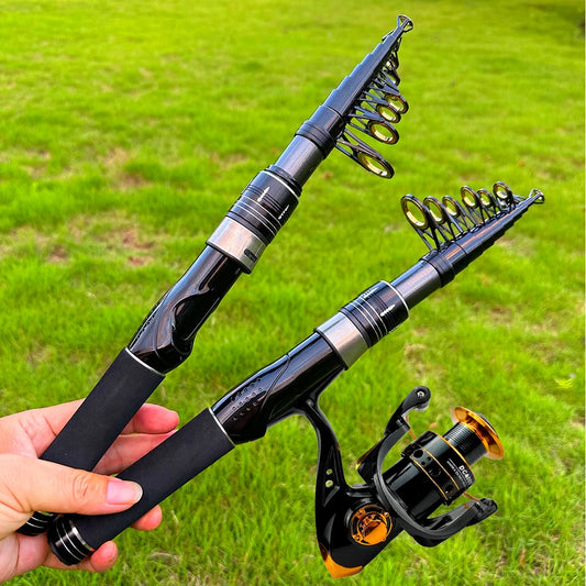 1.5/1.8/2.1/2.4M Rod + Reel 1000- 4000 Series Set Telescopic Spinning Fishing Rod 1.5-2.4M and 1000-4000 Reel Combo Portable Rod  For Seawater/Freshwater Carp Fishing Sets