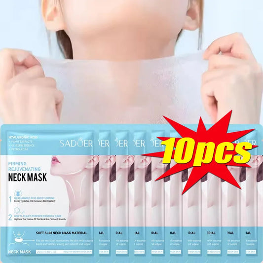 NEW 10PCS Set Korean Hyaluronic Acid Neck Mask Collagen Firming Neck Masks Nourishing Brighten Moisturizing Necks Women Beauty Korean Skin Care Products