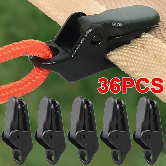NEW 36PCS Set Awning Rope Clamp Tarpaulin Clip Tent Canopy Clip Buckle Reusable Tent Crocodile Clip Awning Outdoor Camping Accessories