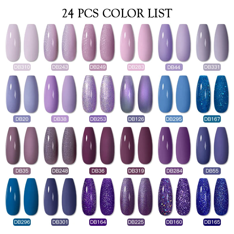 NEW Arrivals 24/40.120PCS Set Colors Gel Nail Polish Set Semi Permanent Hybrid Gel Varnish Set Base Top Coat Soak Off UV LED Nail Gel Kits Manicure Pedicure Accessories Nail Care Tools Sets Cosmetic Supplies