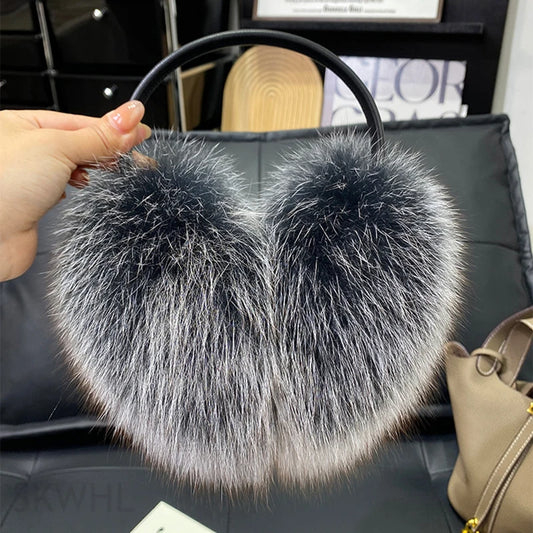 New Winter Real Fox Fur Earmuffs 14 Colors for Women Natural Fox Fur Scarves Dual use Genuine Warmer Plush Earmuff Outdoor Solid Fur Scarf
