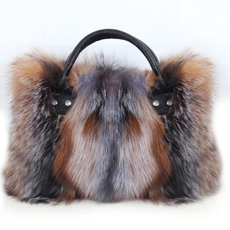 NEW Arrivals Luxury Real Fox Fur Bag Woman Crossbody Bags Furry Casual Fur Handbag Shoulder Bags Clutch Bag Fuzzy Luxury Evening Party Travel Wedding Birthday Party Bag Ladies Luxury Fashion Apparel Accessories Clothing Suppl