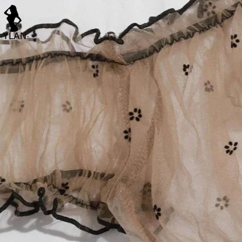 Sexy Women Lingerie Cute Flower Bra Set Strapless Bralette Panty Set Female Fancy Underwear Intimate Transparent Erotic Lingerie