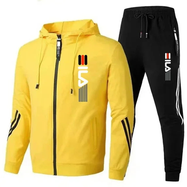 NEW Arrivals 2PCS Set M-3XL 6 Colors Men's Hooded Tracksuit, Zipper Jacket and Sweatshirt Set , Men's Workout Clothes, Hiking Running Gym Sports, Autumn Winter Men Male Fashion Apparel Supplies