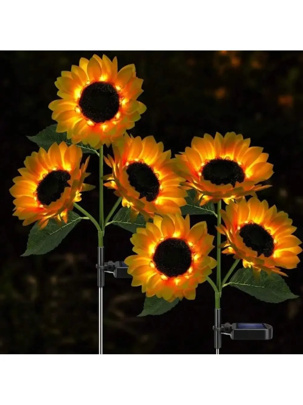 1PC 3 Heads Solar Powered Sunflower Light Outdoor Waterproof LED Ground Insert Lawn Lamp For Garden Lawn Courtyard Decoration