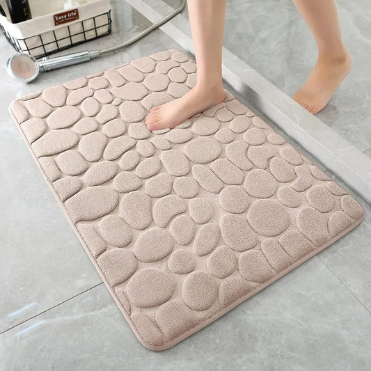 NEW Arrivals 4PCS Set Mat Non-Slip Carpets Cobblestone Embossed Bathroom Bath In Wash Basin Bathtub Side Floor Rug Shower Room Doormat Memory Foam Carpets Bathroom Accessories