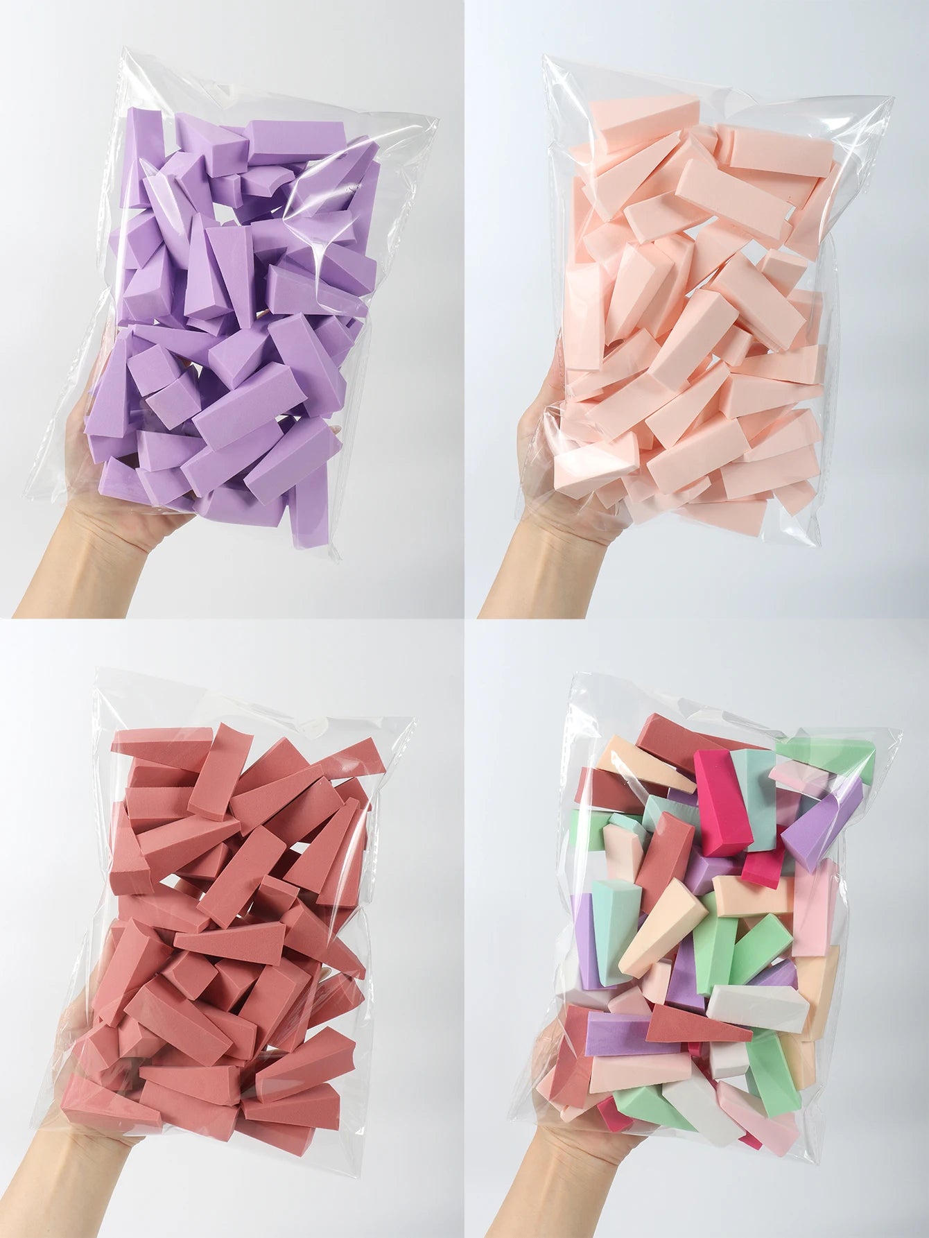 NEW Arrivals 50 PCS Set of Random Color Facial Curve Mixed Make-Up Sponge, Latex-Free, Small Wedge-Shaped Smooth Application Beauty Sponge Applicator Women Cosmetic Accessories