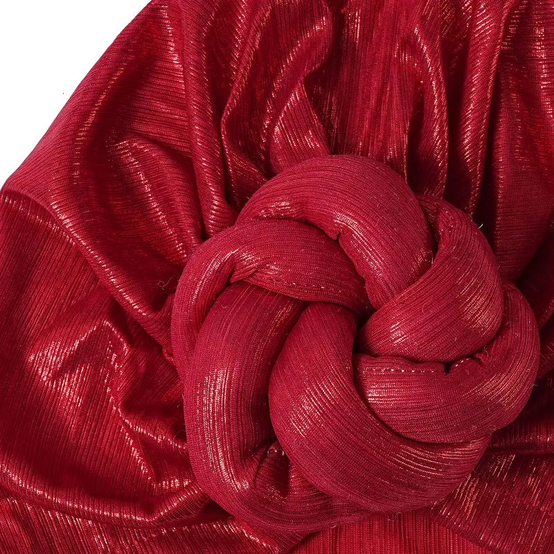 12 Colors Ice Silk Luxury Bonnet For Women Turban Hat Hot Ice Silk Quick-Drying Breathable Laser Personality Trend Ethnic Flower-Wrap Knotted Cap female