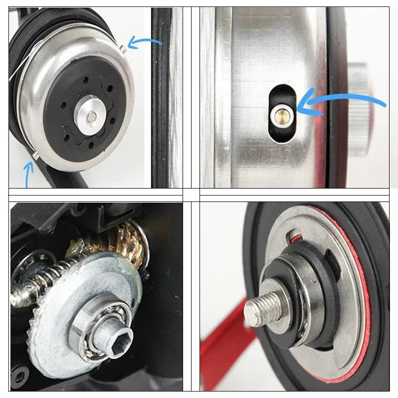 NEW KIT 3 Colors 6 PCS SET Closed Reel BL30 Fishing 4+1BB 3.6:1 High Speed Gear Ratio Slingshot Closed Metal Spinning Hand Wheel Outdoor Bow Hunting Fishing with PE line 45M Lake River Fishing Accessory Sets