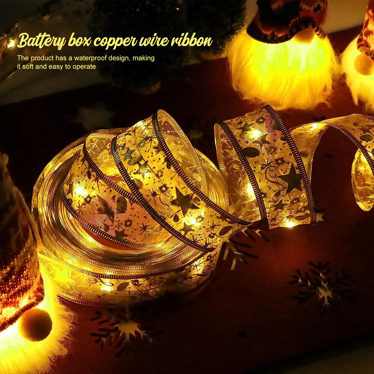 NEW 10M 100 LED Fairy Lights Ribbon Lights DIY Lace Bows String Light For Christmas Tree Bedroom Wedding New Year Gift Decoration Lights