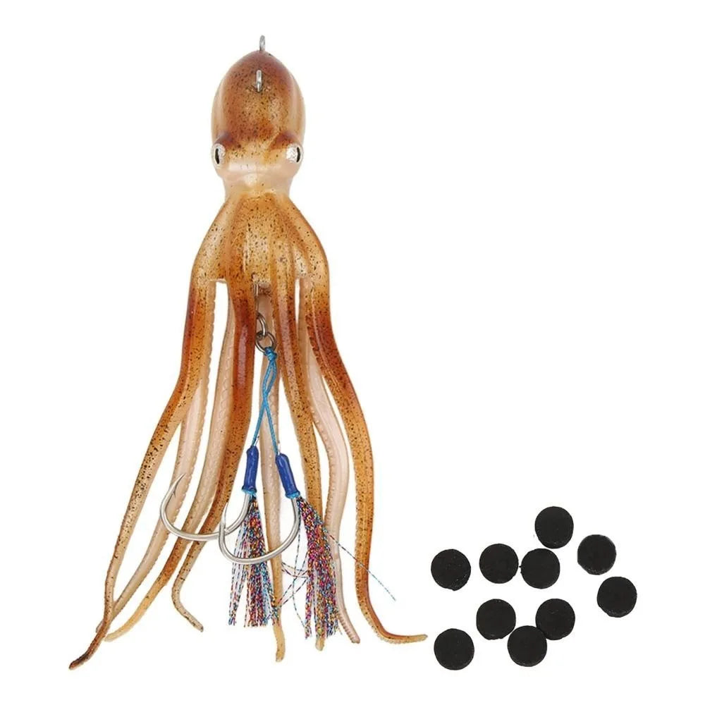 250gr-20CM  Ocean Fishing Portable Simulation Octopus Lures Soft TPE Octopus Jig 250g with 10 Ink Tablets Octopus Swimbait Ocean Fishing