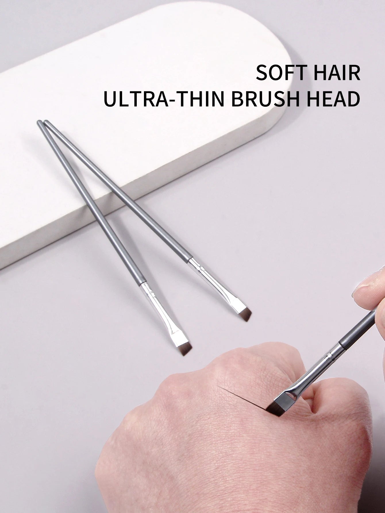 12PCS Set Silvery Super Thin Blade Eyeliner Brush & Soft Make-Up Brush Set, Portable Eyebrow Brush & Multipurpose Cosmetic Tool
