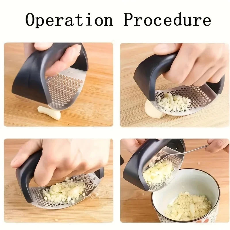 NEW Arrivals 9 PCS Set Stainless Steel Washable Garlic Press, Thickened Garlic Clip, Household Garlic Puree Grinder, Garlic Mortar, Kitchen Tools Set