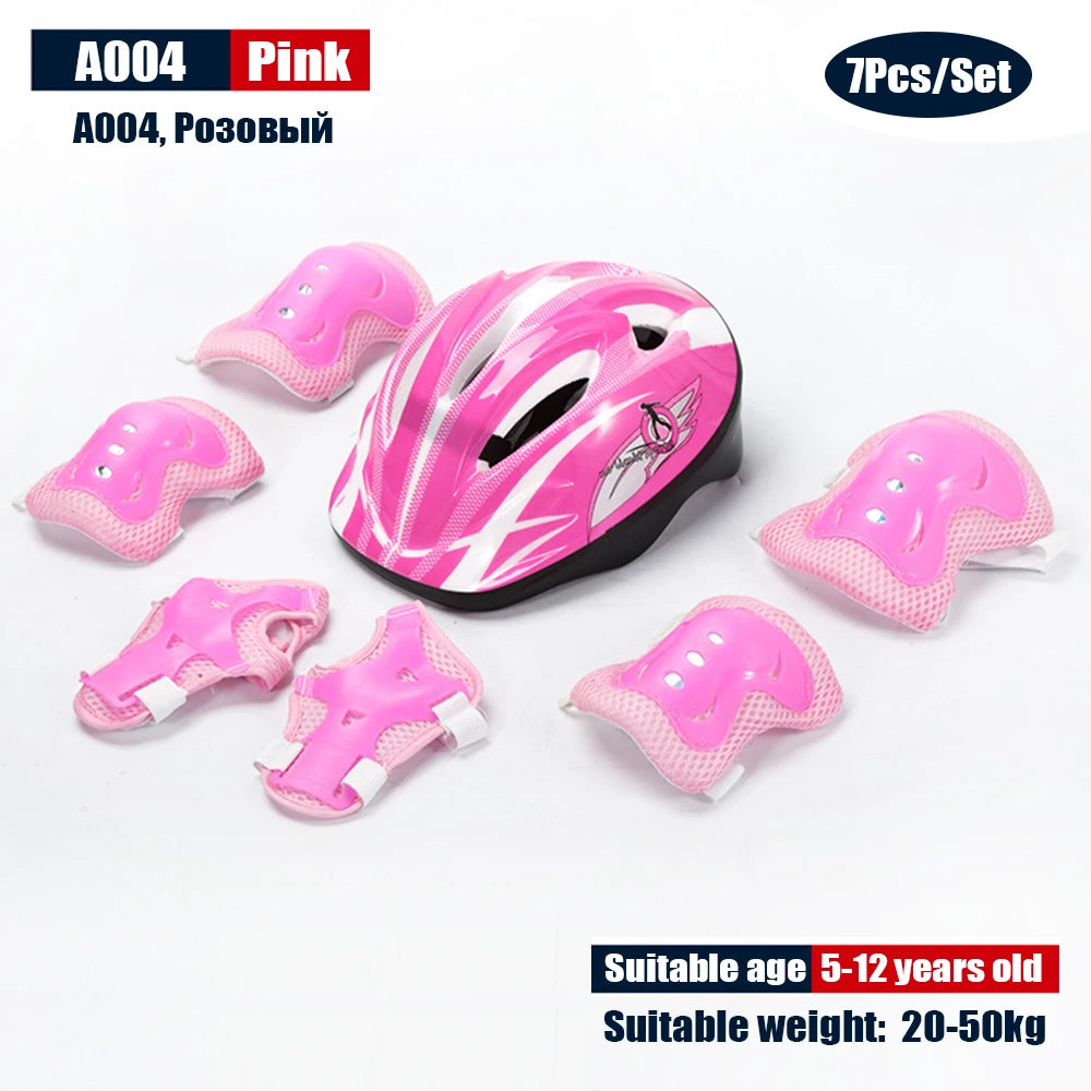 NEW SET Children Kids Adjustable Helmet Protective Gear Set Sports Knee Elbow Wrist Pads for Children Boys Girls Bike Skateboard Scooter Roller Outdoor Sports Supplies