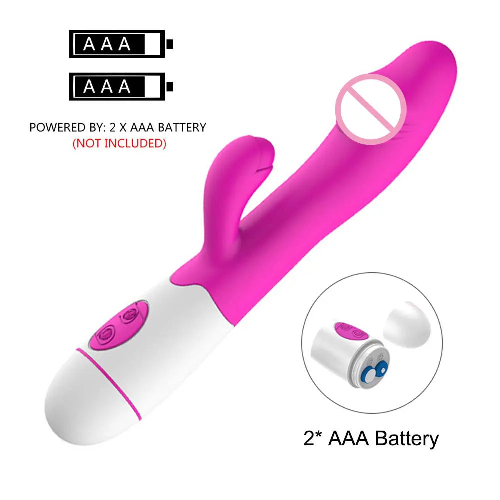 30 Speed Rechargeable Handheld Silicone Adult Clit Clitoral Clitoris Sex Toy G Spot Dual Motor Rabbit Vibrator for Women Female