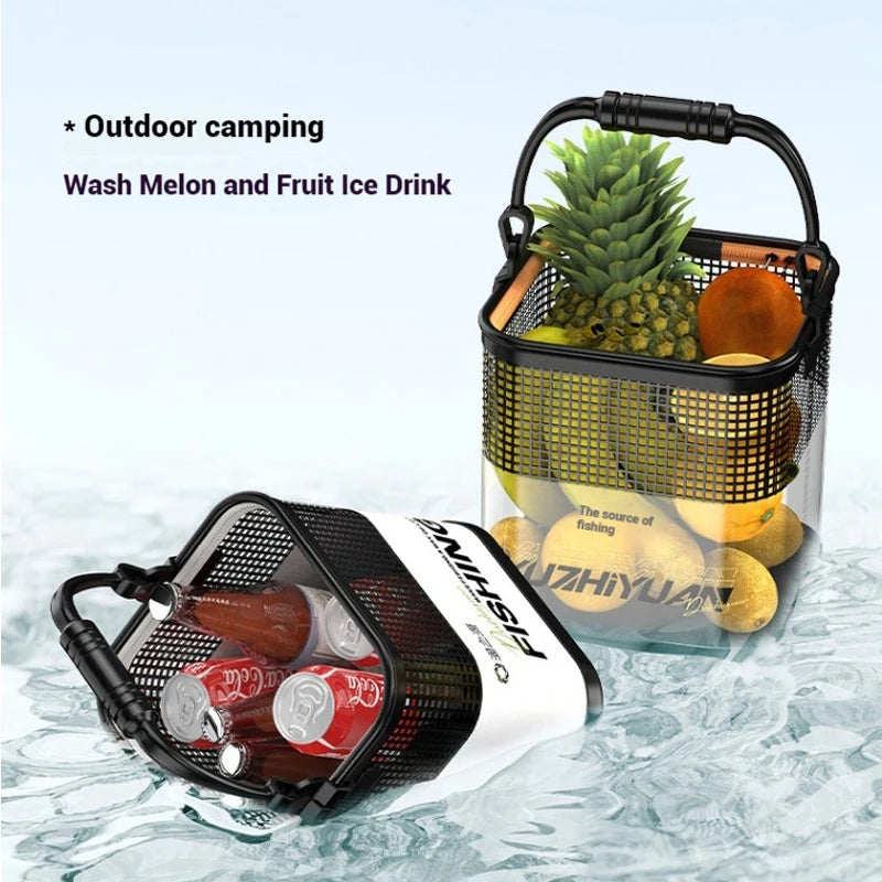 10/13L New Fishing Folding Bucket Lure Live Fish Bucket Transparent Wild Portable Fishing Dry Bag with Mesh Hole
