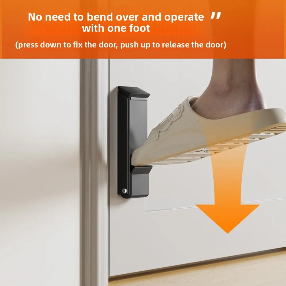 NEW Arrivals Silver/Black Color Heavy Duty Door Jammer Stopper Door Stops Metal Windproof Anti Collision Safety Gate Blocker Sturdy Gaps Protector Home Offices Hotels Security Supplies