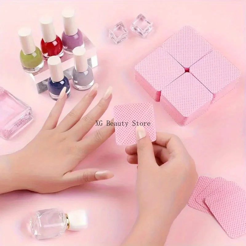 1000 PCS Set White/Pink Color  Lint-Free Nail Wipes Gel Cleansing Tissues Aluminum-Free Nail Polish Remover Pads for Nail Beauty Cleaning Care Tool