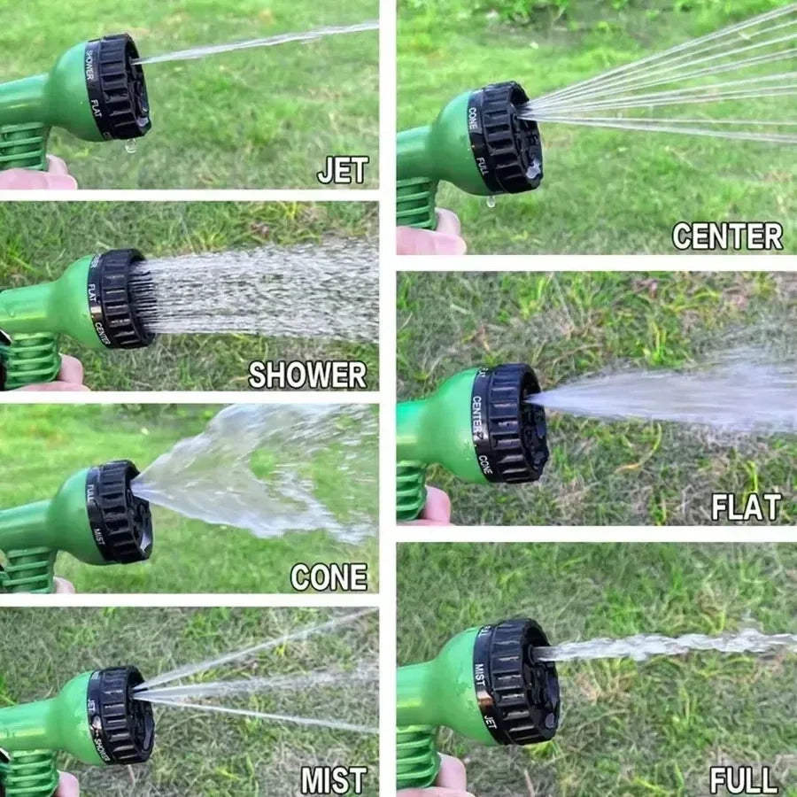 NEW 50FT Green Expandable High-Pressure Magic Hose 7 Water Spraying Functions Gun Durable Materials Home Garden Watering Tools Home Outdoor Garden Tools