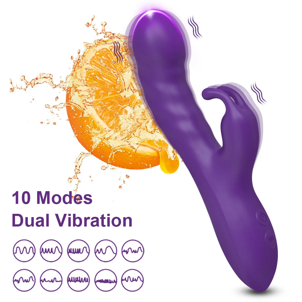 2 in1 G Spot Rabbit Vibrator for Women Nipple Clitoris Stimulator Dildo Massager Adults Masturbator Female Sex Toy for Adults 18+