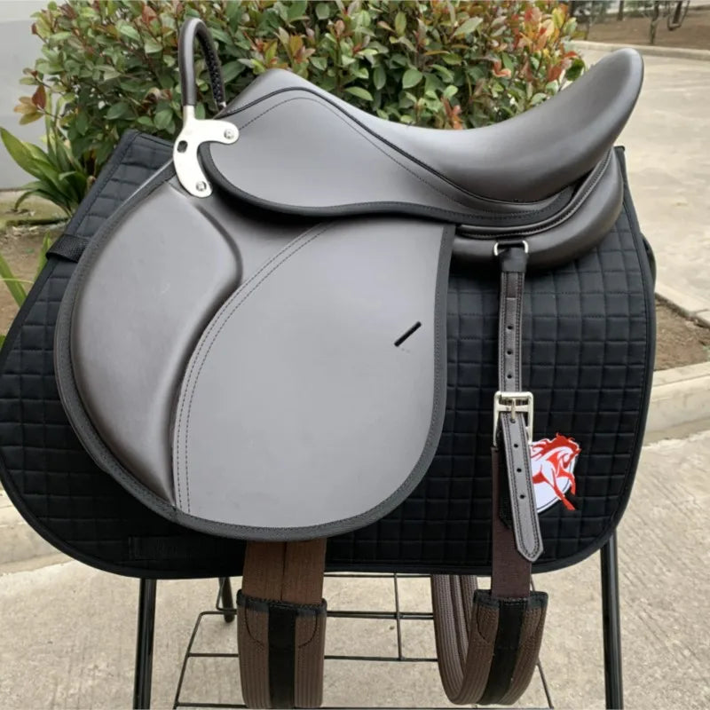 Western Leather Hand Carved Ranch Roper Horse Saddle + Accessories with Matching Headstall, Breastplate, Reins & Back Cinch, Seat Size Horses Supplies