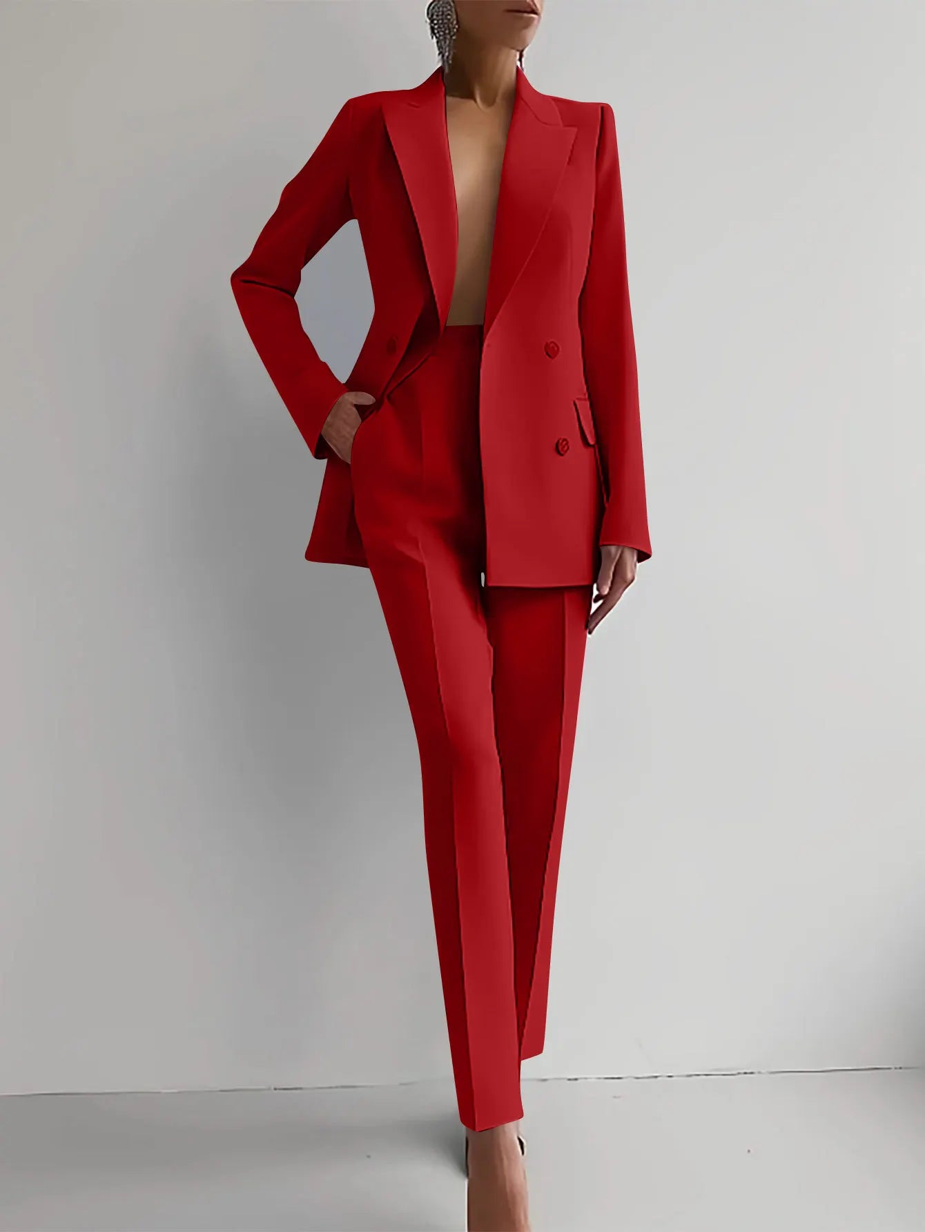 NEW Arrivals 2PCS Set S-2XL 7 Colors Italian Women Luxury Office Lady Blazer Pants Jacket Suit Coats Autumn Winter Formal Business Suit Ladies Luxury Fashion Clothing Supplies