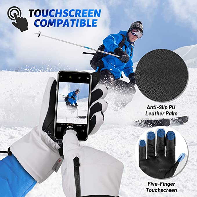 -40 Waterproof Ski Snowboard  Gloves Touchscreen Outdoor Mitten 3M Thin Insulation  Snow Gloves