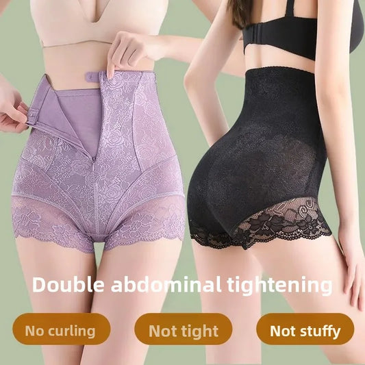 NEW Arrivals M-3XL 3  Colors High Waist Zipper Powerful Abdomen Shaping Underwear Seamless Postpartum Body Slimming Hip Raising Waist Trimming Shapewear Chubby Ladies Underwear