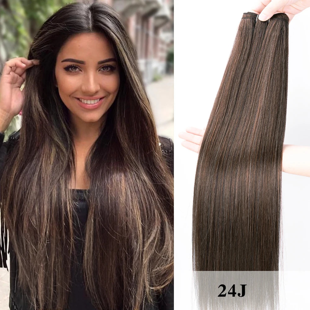 NEW Arrivals 12 Colors 150g Synthetic Hair Extensions Straight Hair Bundles Crochet Braids Hair 26Inch High Temperature Fiber Long Straight Hair Bundle Women Hair Care Accessories Cosmetic Supplies