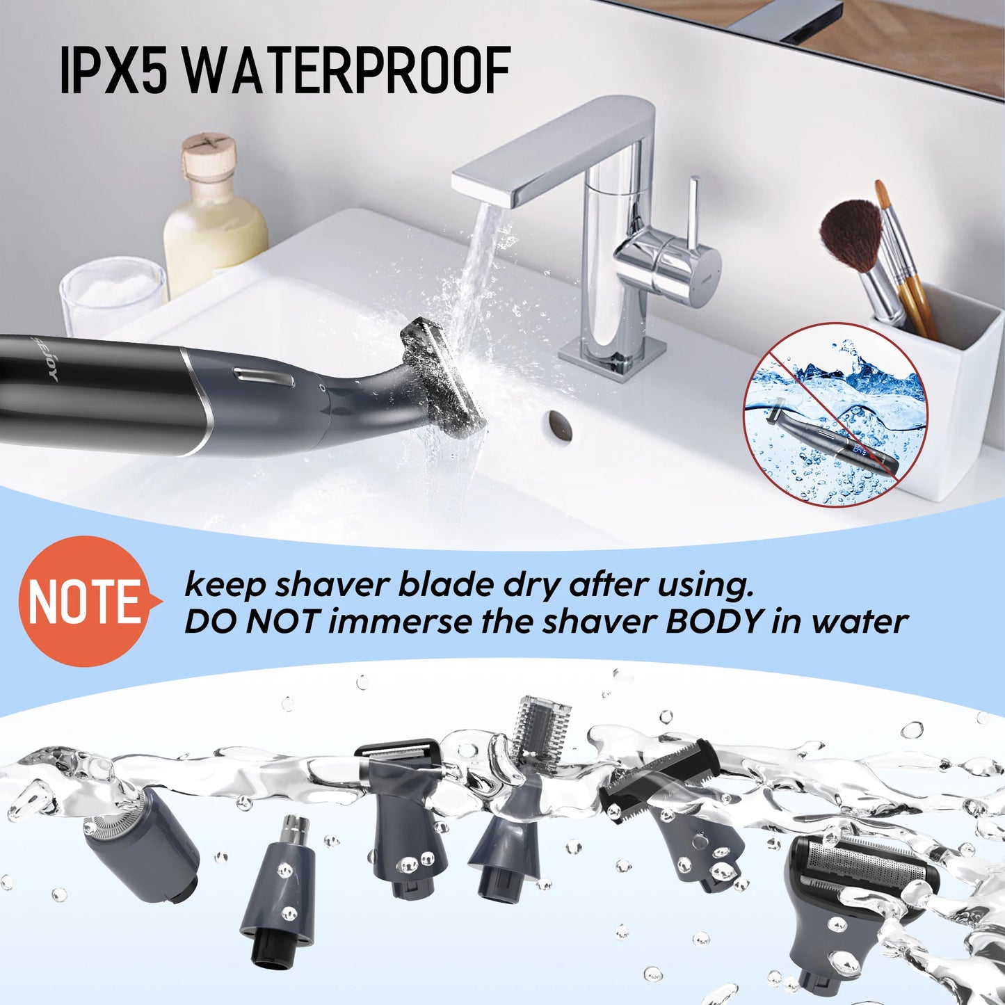 NEW Arrivals 6PCS Set  Body Hair Electric Trimmer Bikini Line Nose Eyebrow Ear Beard Shaver Men & Women Nose Hair Trimmer Eyebrow Razor Portable Body Shaver IPX5 Hair Care Accessories Beauty Salon Supplies