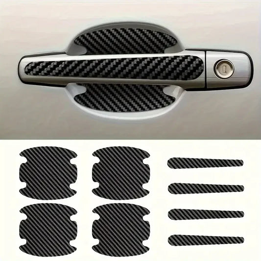 8PCS Set White/Black Color Car Door Handle Sticker, Scratch-Proof Car Door Protective Sticker, Door Bowl Protective Film Automobile Accessories