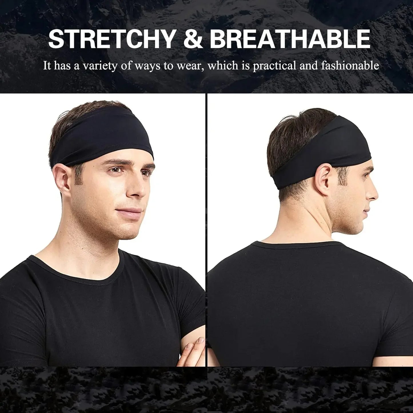 5 PCS Set Women/Men Sports Headband Outdoor Running Fitness Sweatband Elastic Absorbent Sweat Cycling Jog Tennis Yoga Gym Head Band Hair Bandage Sports Accessories