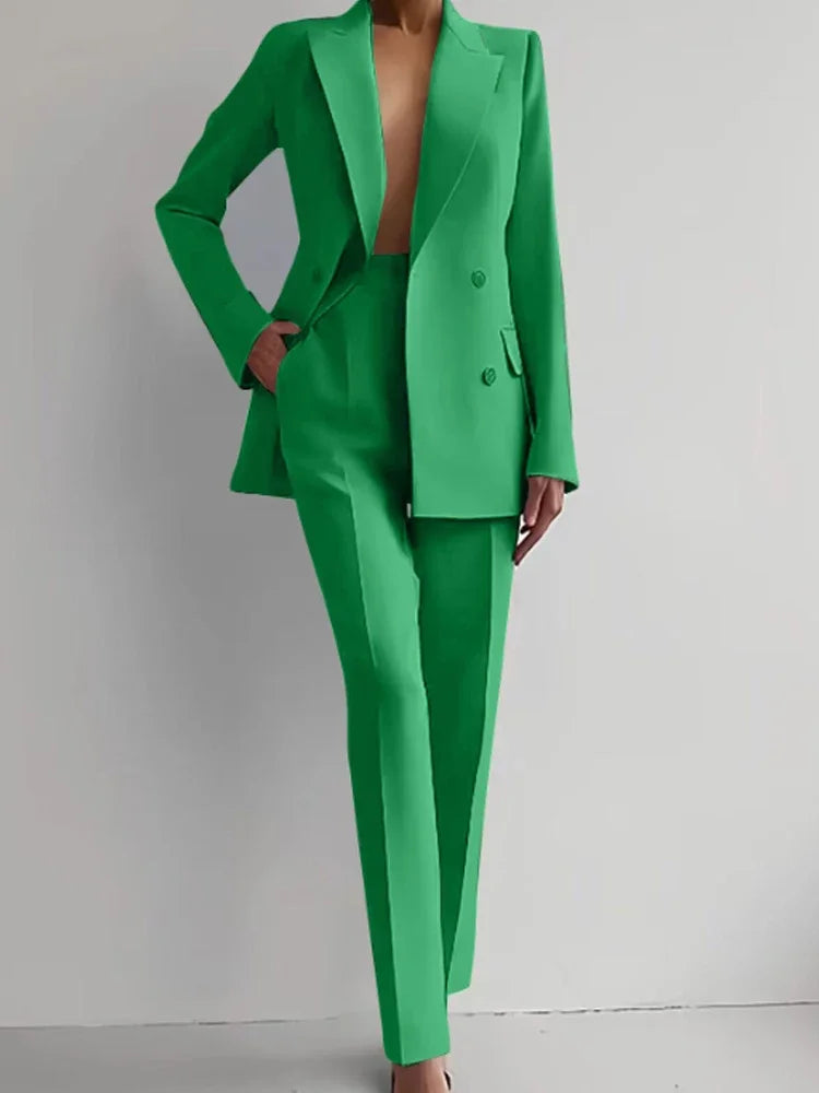 NEW Arrivals 2 PCS Set UK S-2XL Size 7 Colors Italian Luxury Suit Women's Blazer Suit Office Lady Evening Party Business Dinner Long Sleeve Blazer and Pant Sets Ladies Luxury Fashion Apparel Products