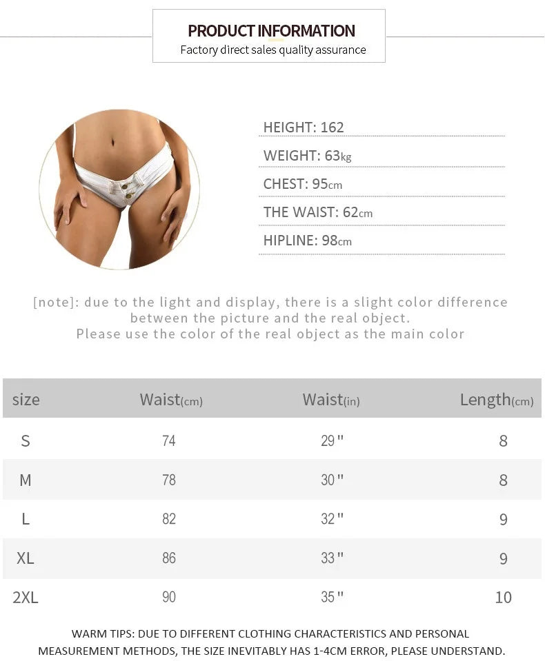 UK S-2XL Plus Size Sexy Hot Fashion Summer Sexy Woman Low Waist Leak Hip Denim Super Shorts Lady Nightclub Hot Dance Mini Jeans Panties Girl Casual Streetwear Clothing Apparel Supplies