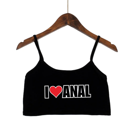 NEW Arrivals 5 Colors Women's Crop Top New Anal Love Heart Summer Sexy Elastic Cotton Camis Sleeveless Short Tank Top Bar Hot Tops for Women Summer Beach Bar Streetwear Tops