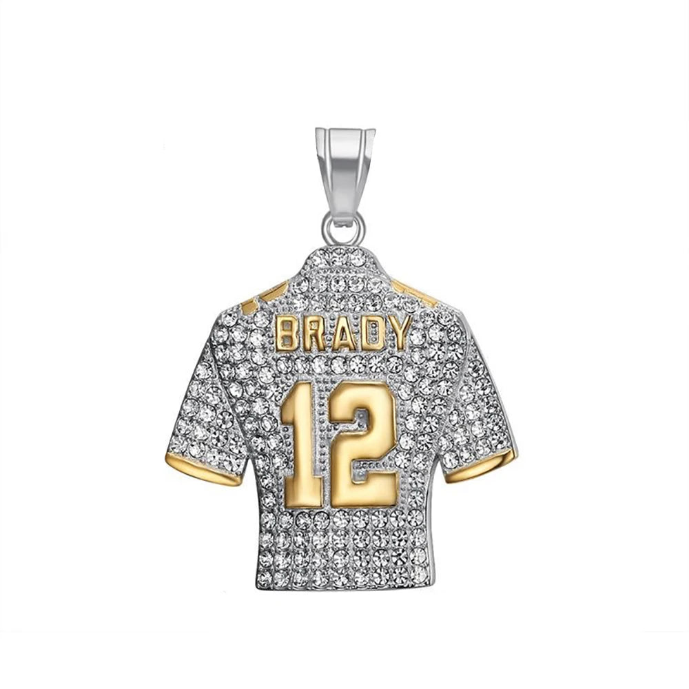 Fashion Football Jersey Messi Cristiano Ronaldo Neymar Mbappé Harland Rhinestone Necklaces + 60cm Gold Chain Men Stainless Steel Soccer Fans Hip Hop Jewelry Accessories