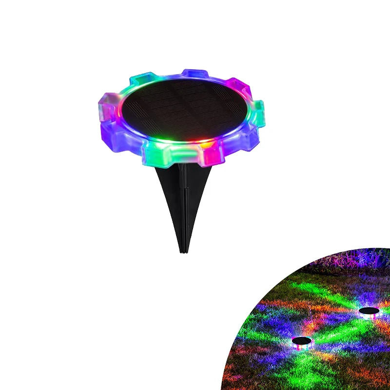 NEW Arrivals 2PCS Set Solar Ground/Wall Lights Outdoor RGB Waterproof 4 Modes Waterproof LED Ground Lights Color Changing for Yard Wall Deck Garden Pathway