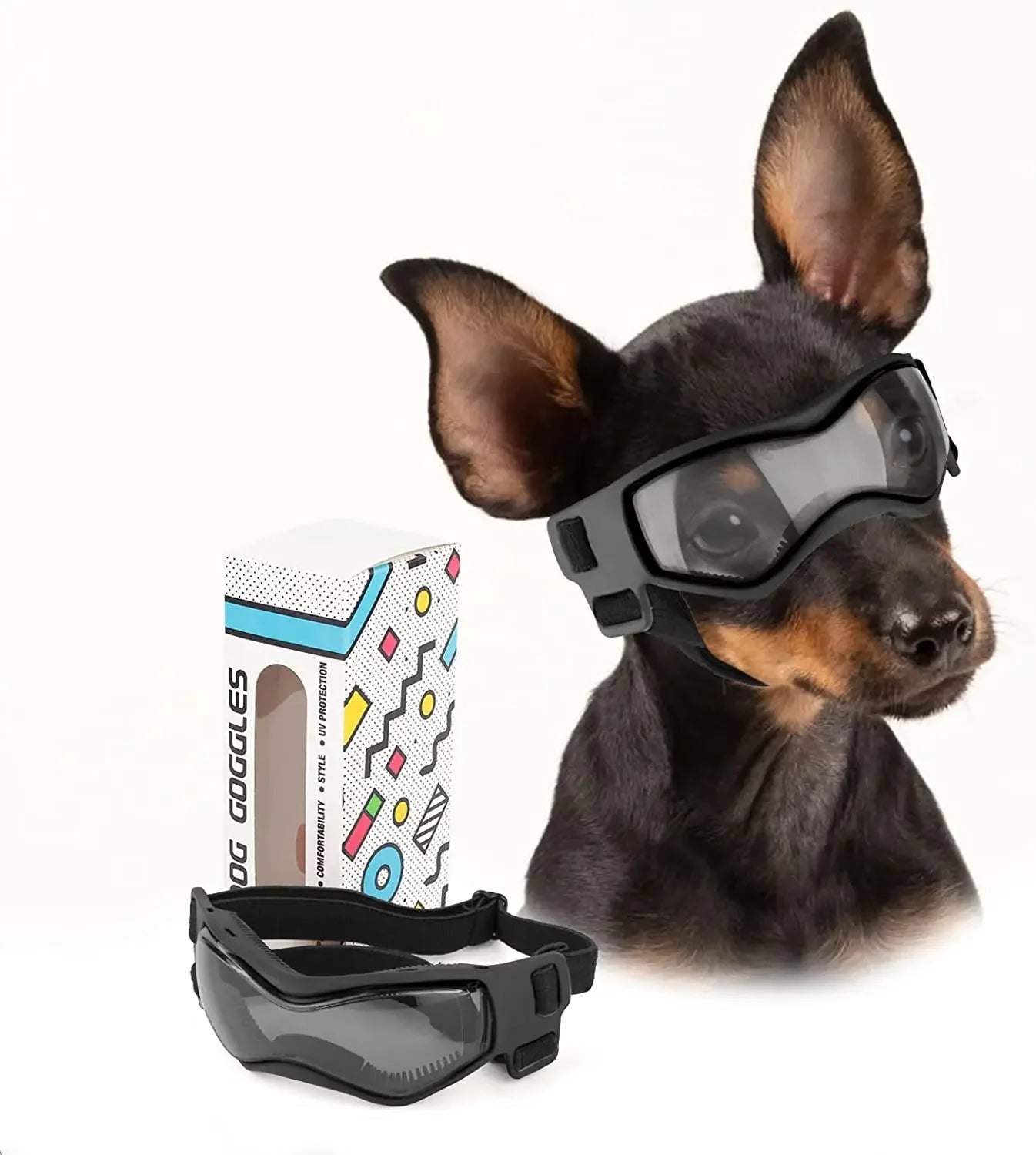 Dog Goggles Small Breed, Dog Sunglasses for Small Breed UV Protection Eyewear for Small Dog puppy Outdoor Riding Driving