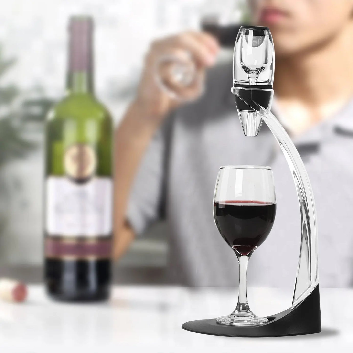 1 Set Professional Magic Red Wine Decanter Pourer with Filter Stand Quick Air Aerator Alcohol Dispenser for Home Office Hotels Bars Pubs Restaurants Dining Bar Essential Set New