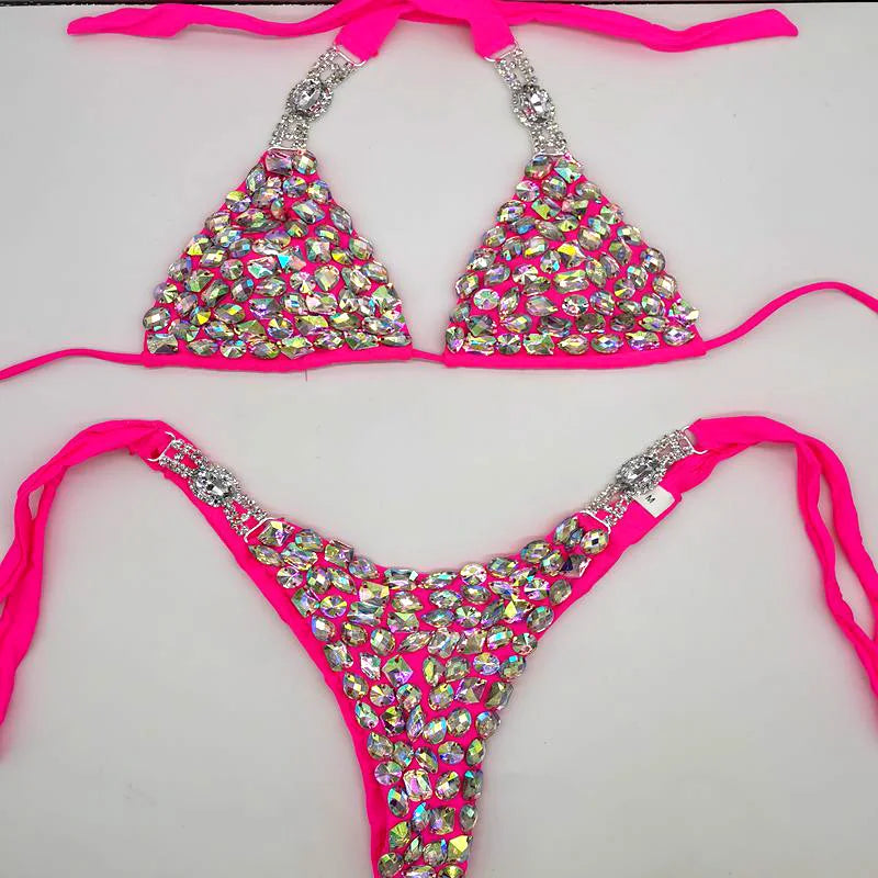 7 Color Bikini Set Women Diamante Carnival Bra Rhinestone Sexy Night Club Panties Rave Festival Bikini Set Burning Man Outfit