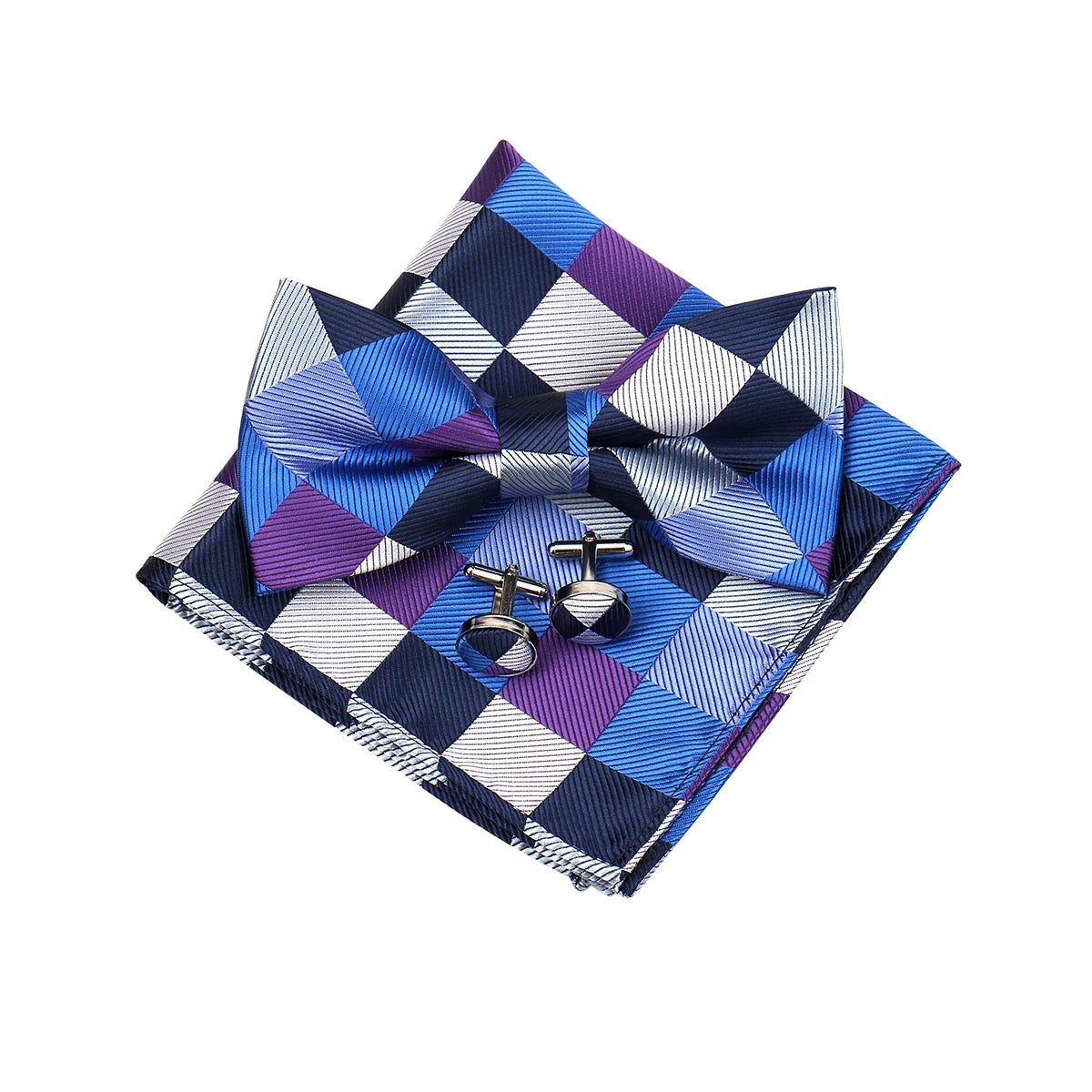 3 PCS Set 55 Colors Luxury Paisley Bowtie Suit Man Bow Tie Pocket Square Cufflinks Wedding Bowknot Accessories Butterfly Neckwear Adjustable Adult Ties
