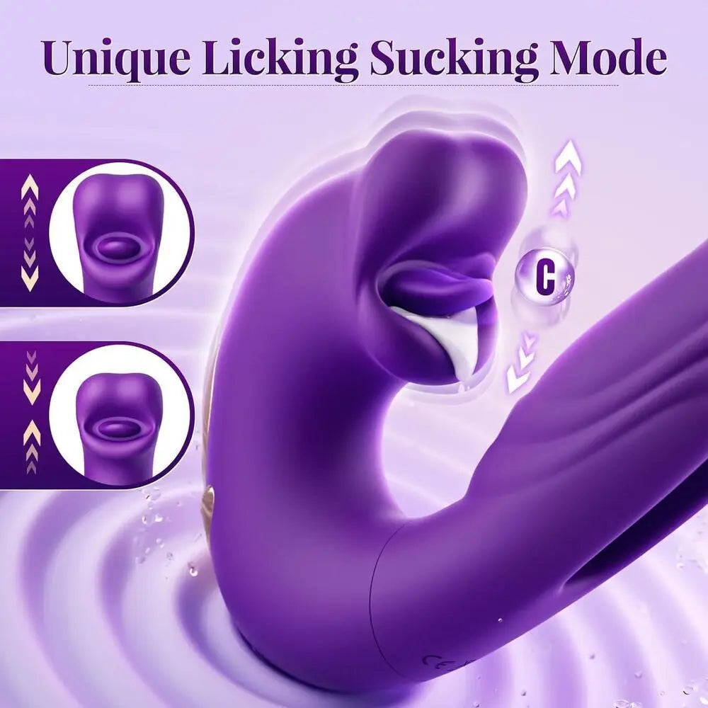 3 in 1 Sex Toys G Spot Vibrator Adult Sex Toys for Women, Tongue Rose Sex Toy Dildo Clitoral Stimulator with Licking Sucking 7