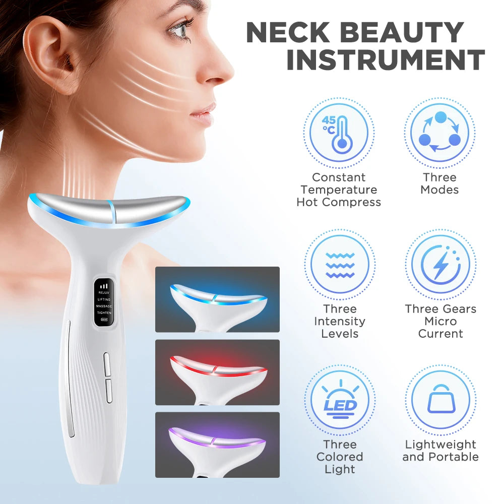 EMS Facial Lifting Device Neck Face Eye Massager Face Slimming Beauty Skin Phototherapy Machine Anti Aging Reduce Double Chin