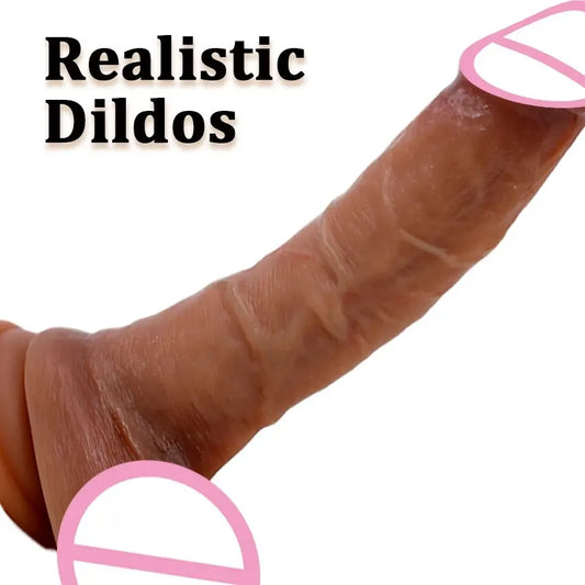 Soft Dildo Realistic Penis Adult Sexy Toys for Woman Men Vagina Anal Massage Stimulator Silicone Layer Dildo with Suction Cup