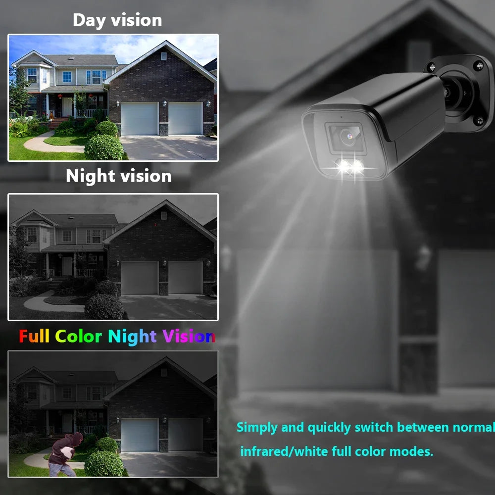 8CH 8.0MP 24H Full Color Night Vision CCTV AHD Camera KIT Set 8MP 4K Outdoor Waterproof Street Luminous Monitor Security System