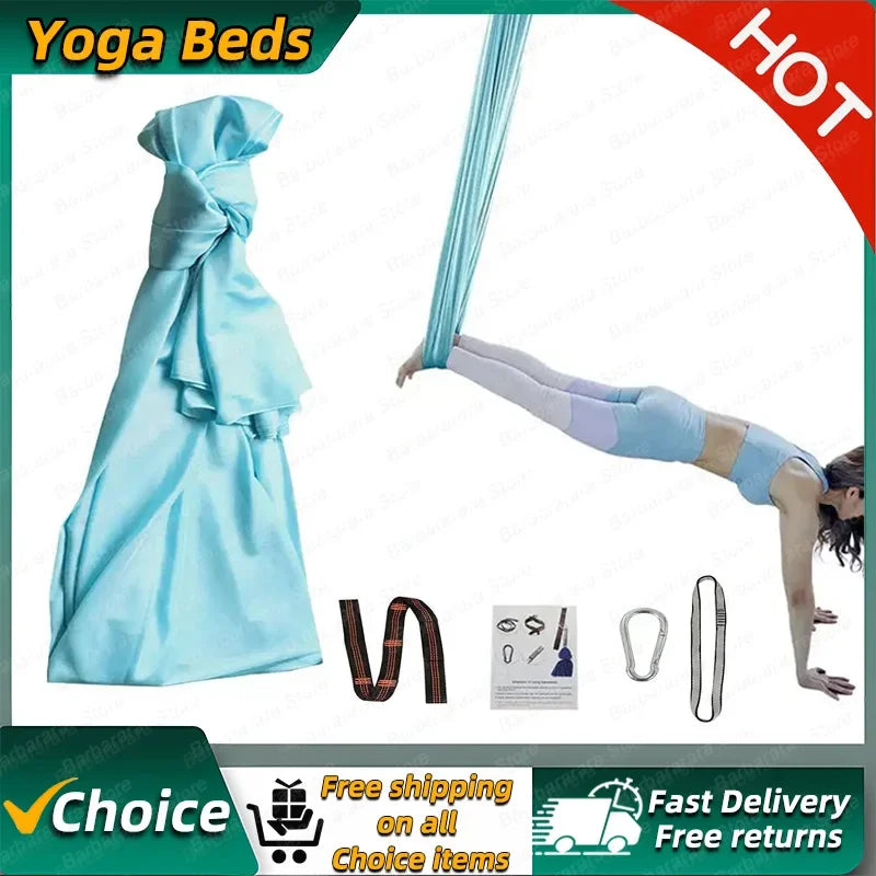 Portable Indoor Aerial Yoga Belt Set Suspension Beds Kids Swing Toy Set Therapy Elastic Hammock Hanging Chair Home Rooms Sensory Autism Kids New