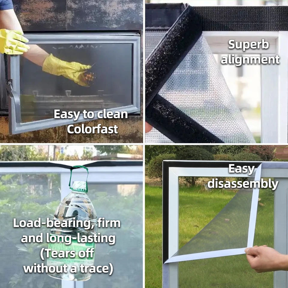 50cm/120cm Black Velcro Window Screen Breathable Mosquito Net Washable Custom Size Black Mesh Black Edging Reusable Summer Insect Proof Net